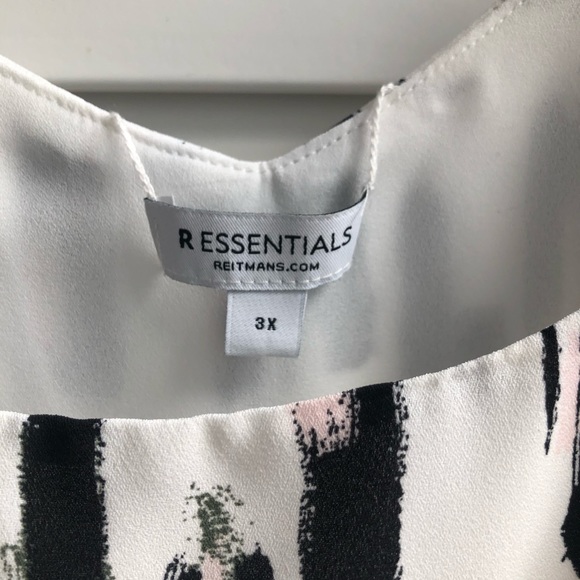 Reitman’s black and white print, hints of light pink, sleeveless blouse, size 3x - Picture 4 of 7